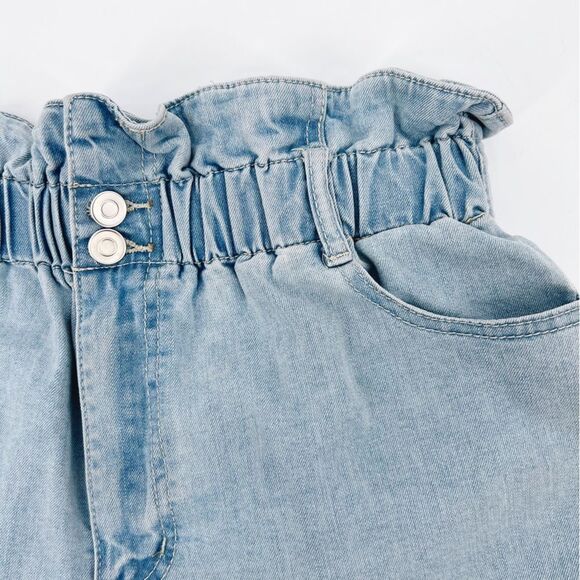 American Bazi High Waisted Paperbag Denim Shorts M - Picture 3 of 11